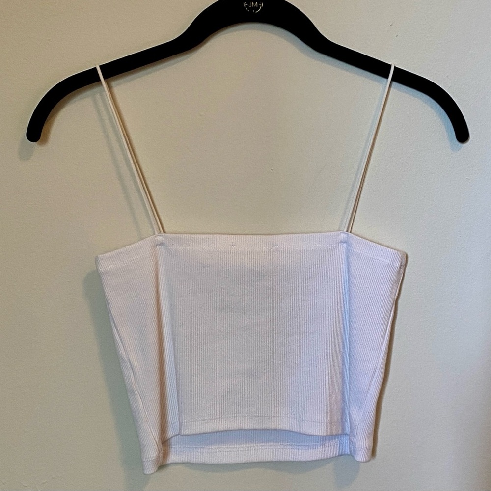 Zara White Ribbed Crop Top - Picture 5 of 5